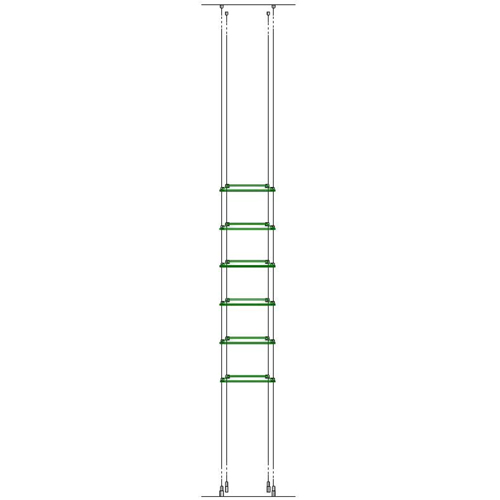 wire-suspended toughened glass shelving - 6x 234x200mm 